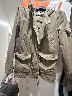 French Connection Olive Utility Jacket with Snap Tab